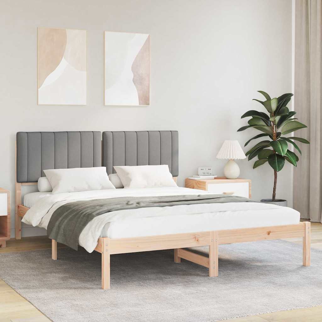Sengestel med Polstret Hovedgavl Lysegrå 150 x 200 cm