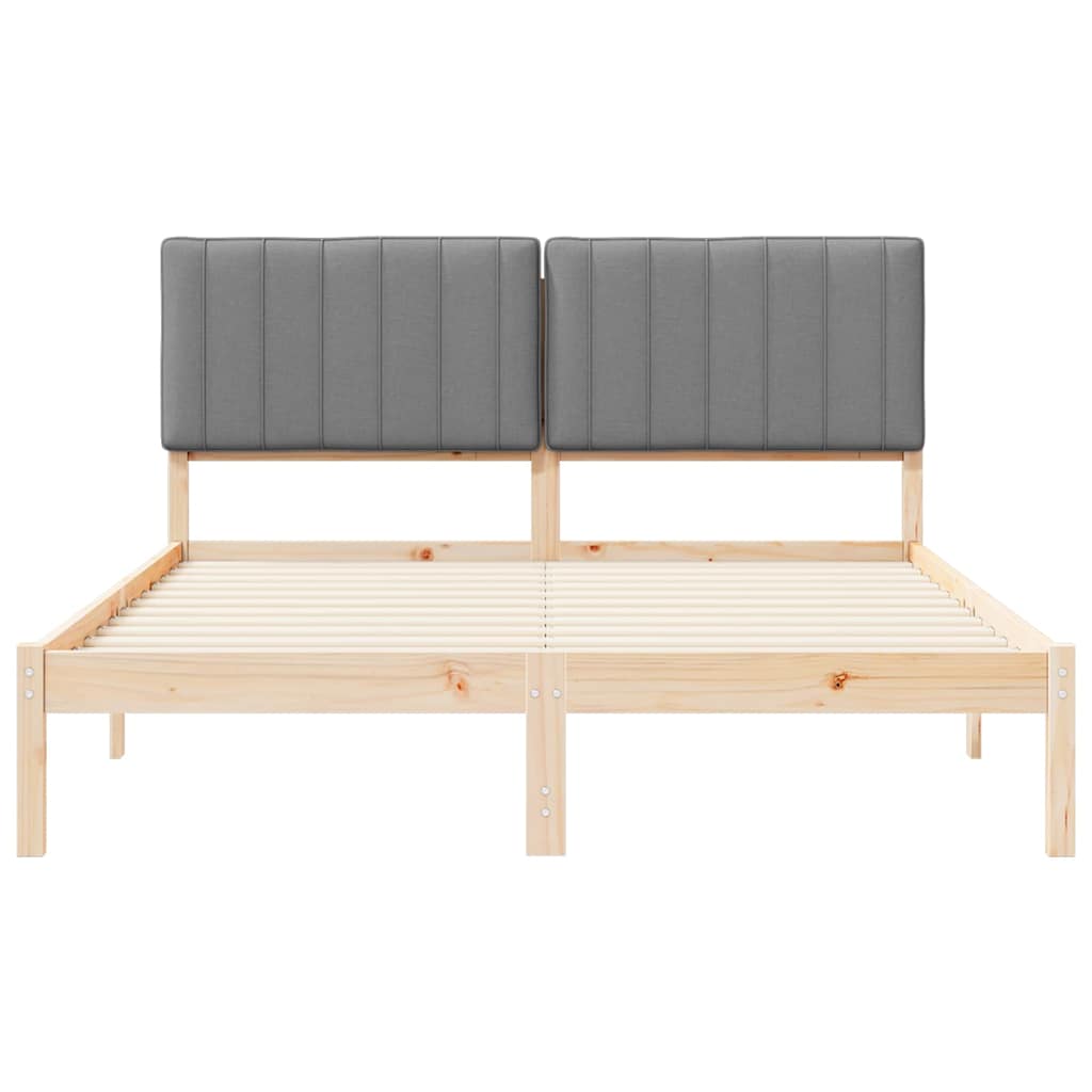 Sengestel med Polstret Hovedgavl Lysegrå 150 x 200 cm