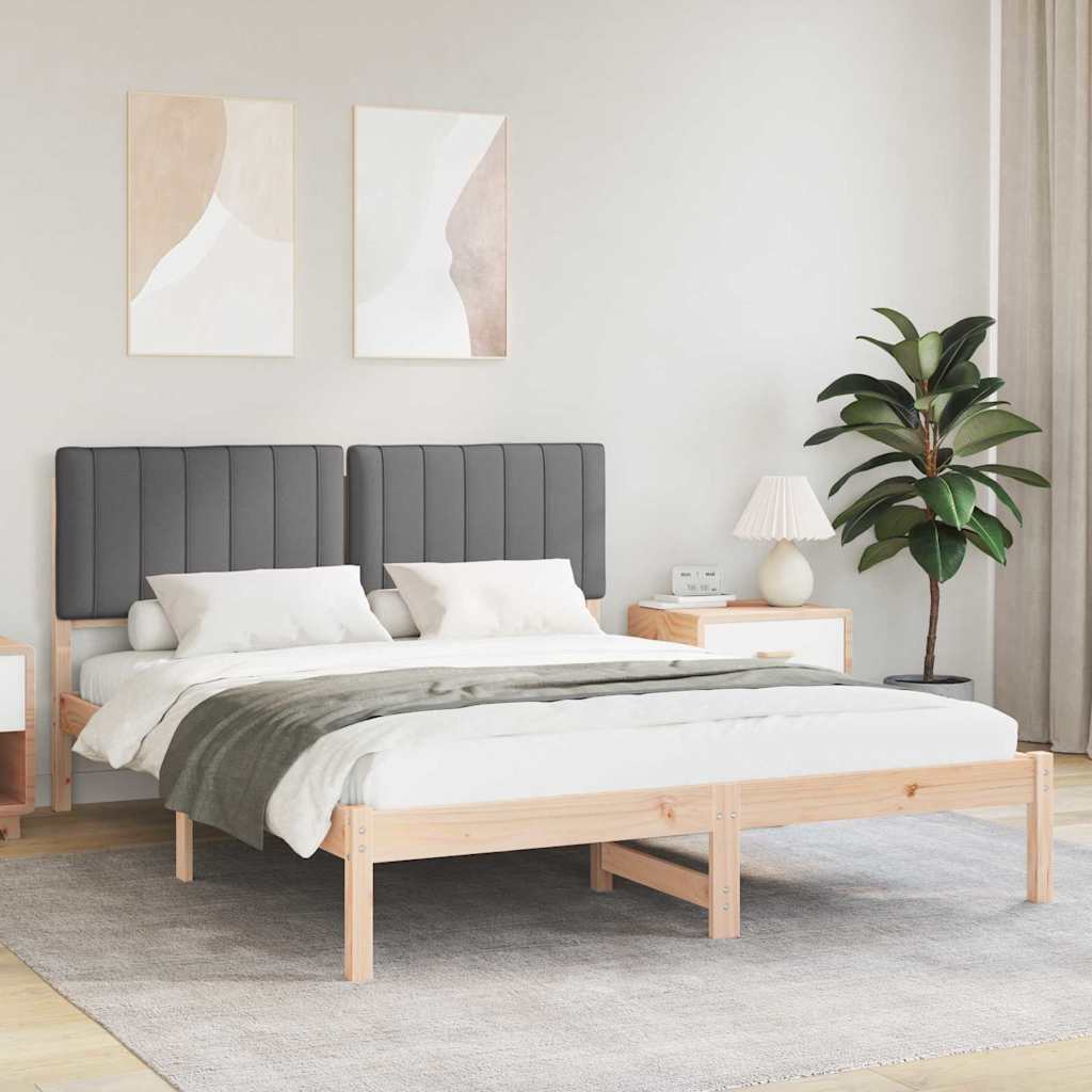Sengestel med Polstret Hovedgavl Mørkegrå 150 x 200 cm