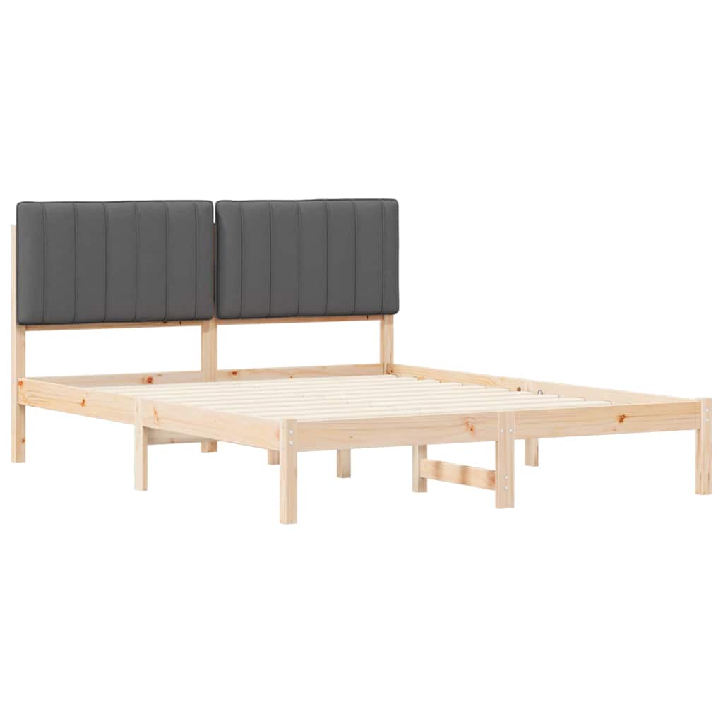 Sengestel med Polstret Hovedgavl Mørkegrå 150 x 200 cm