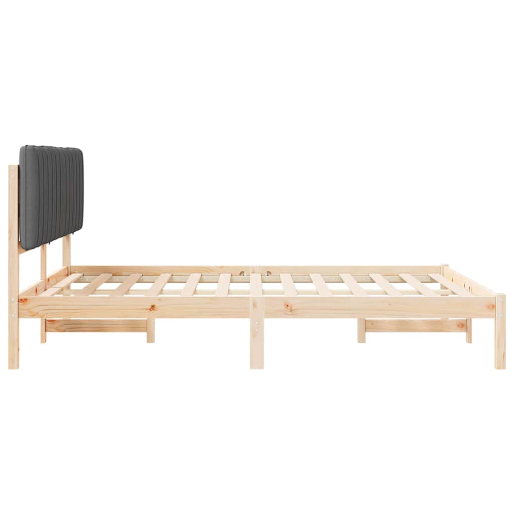 Sengestel med Polstret Hovedgavl Mørkegrå 150 x 200 cm