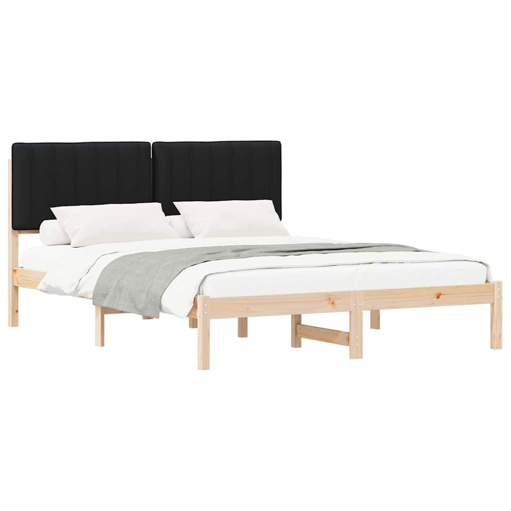 Sengestel med Polstret Hovedgavl Sort 150 x 200 cm