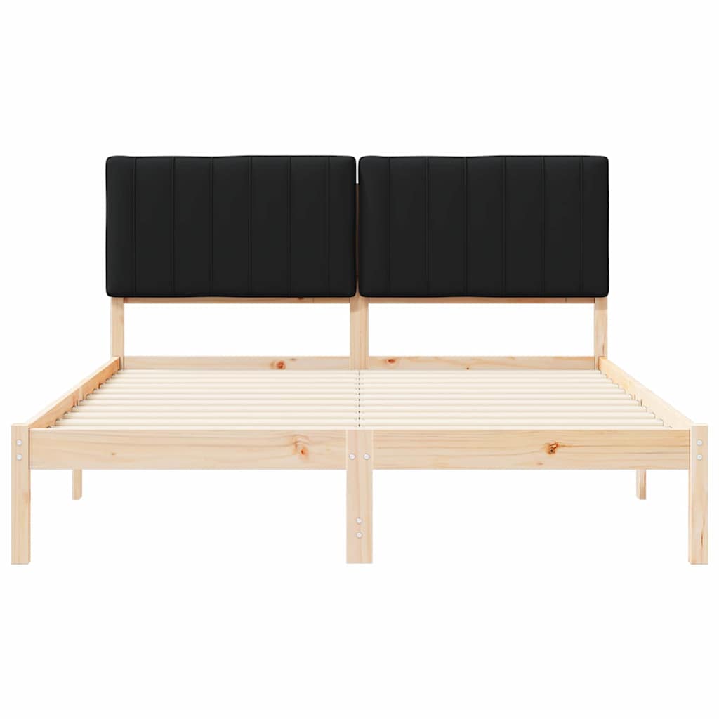 Sengestel med Polstret Hovedgavl Sort 150 x 200 cm