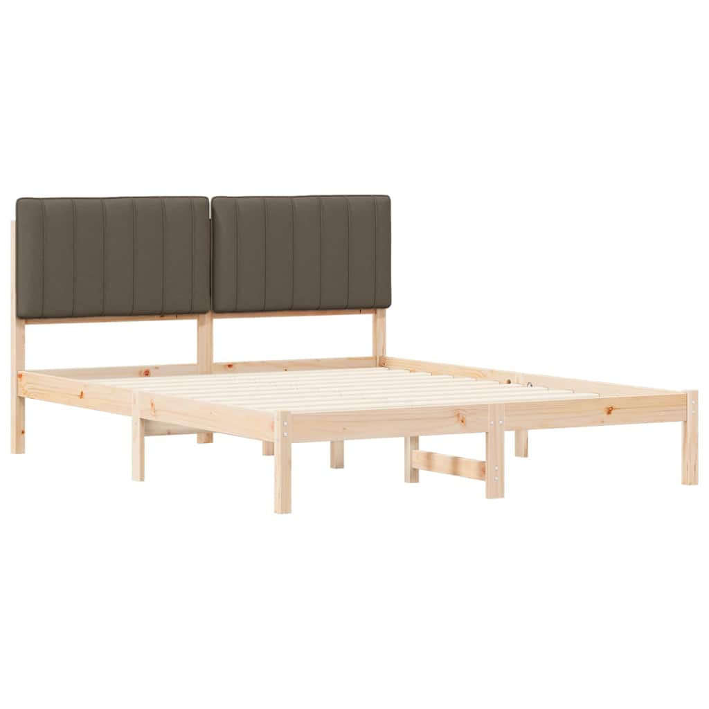 Sengestel med Polstret Hovedgavl Gråbrun 150 x 200 cm