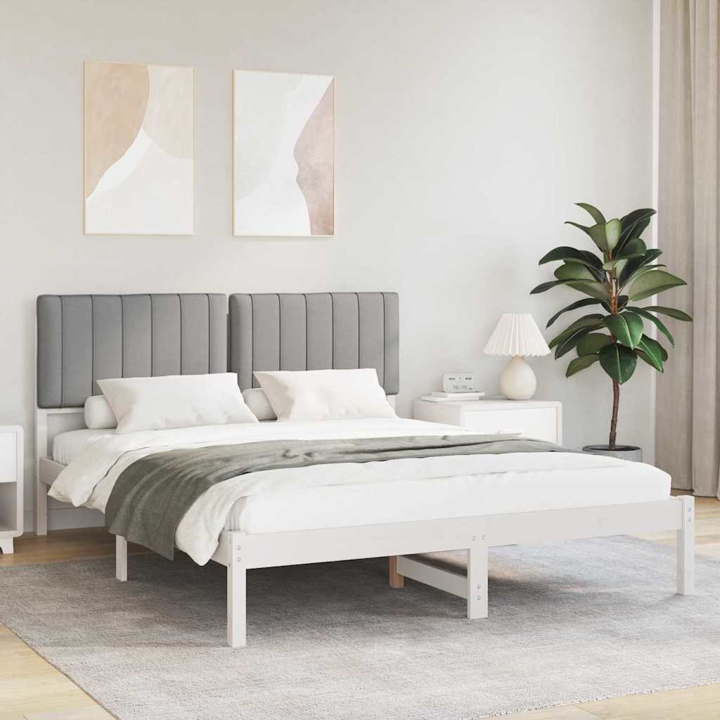 Sengestel med Polstret Hovedgavl Lysegrå 150 x 200 cm