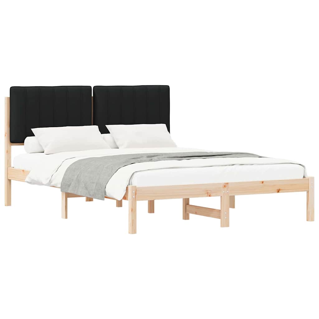 Sengestel med Polstret Hovedgavl Sort 140 x 200 cm