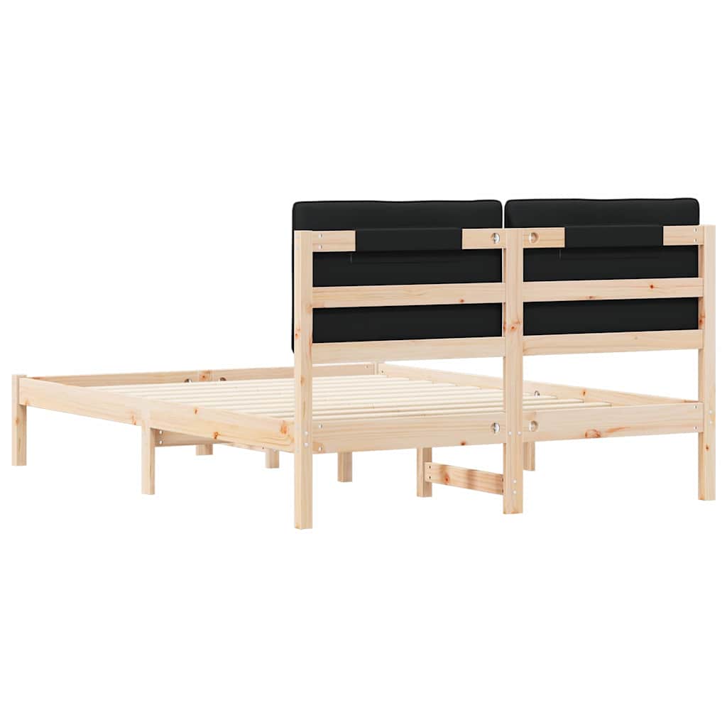 Sengestel med Polstret Hovedgavl Sort 140 x 200 cm