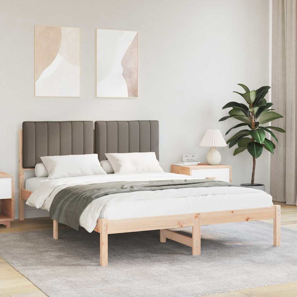 Sengestel med Polstret Hovedgavl Gråbrun 140 x 200 cm
