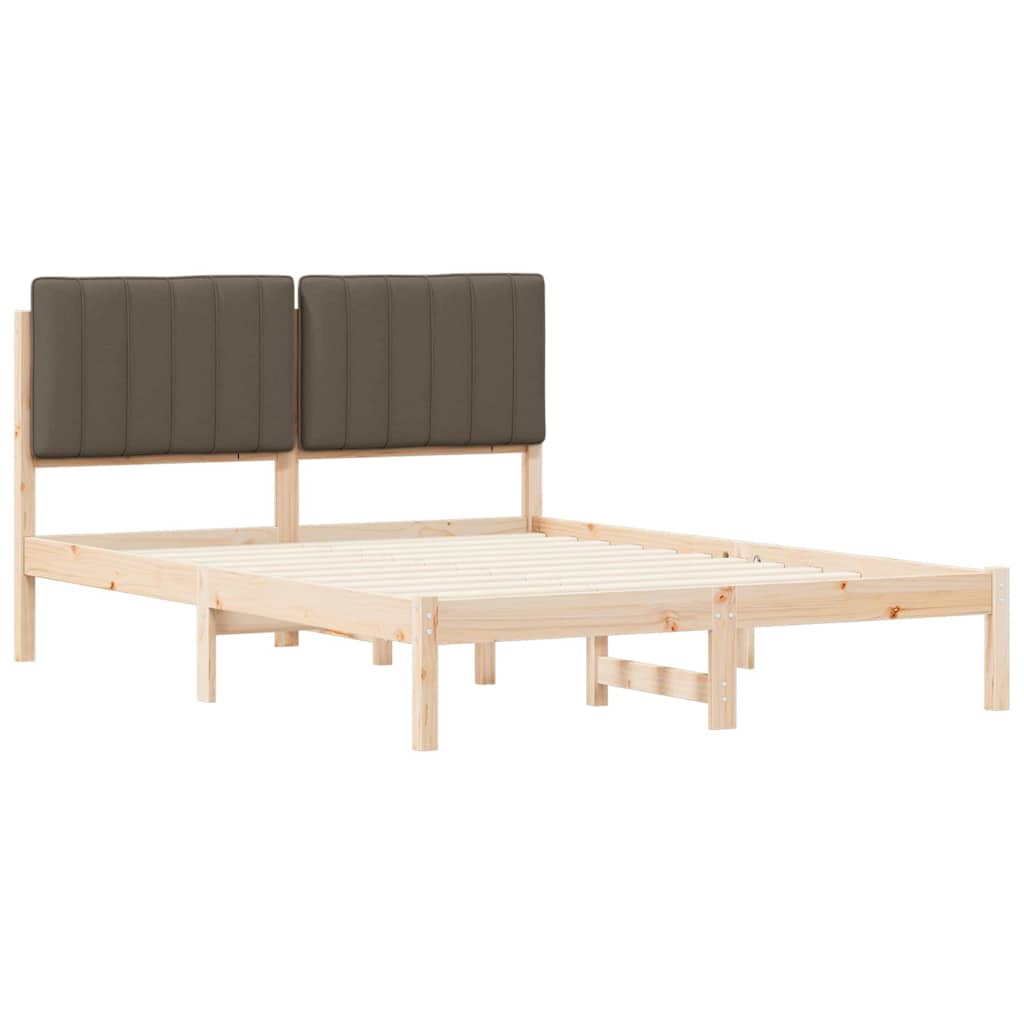 Sengestel med Polstret Hovedgavl Gråbrun 140 x 200 cm