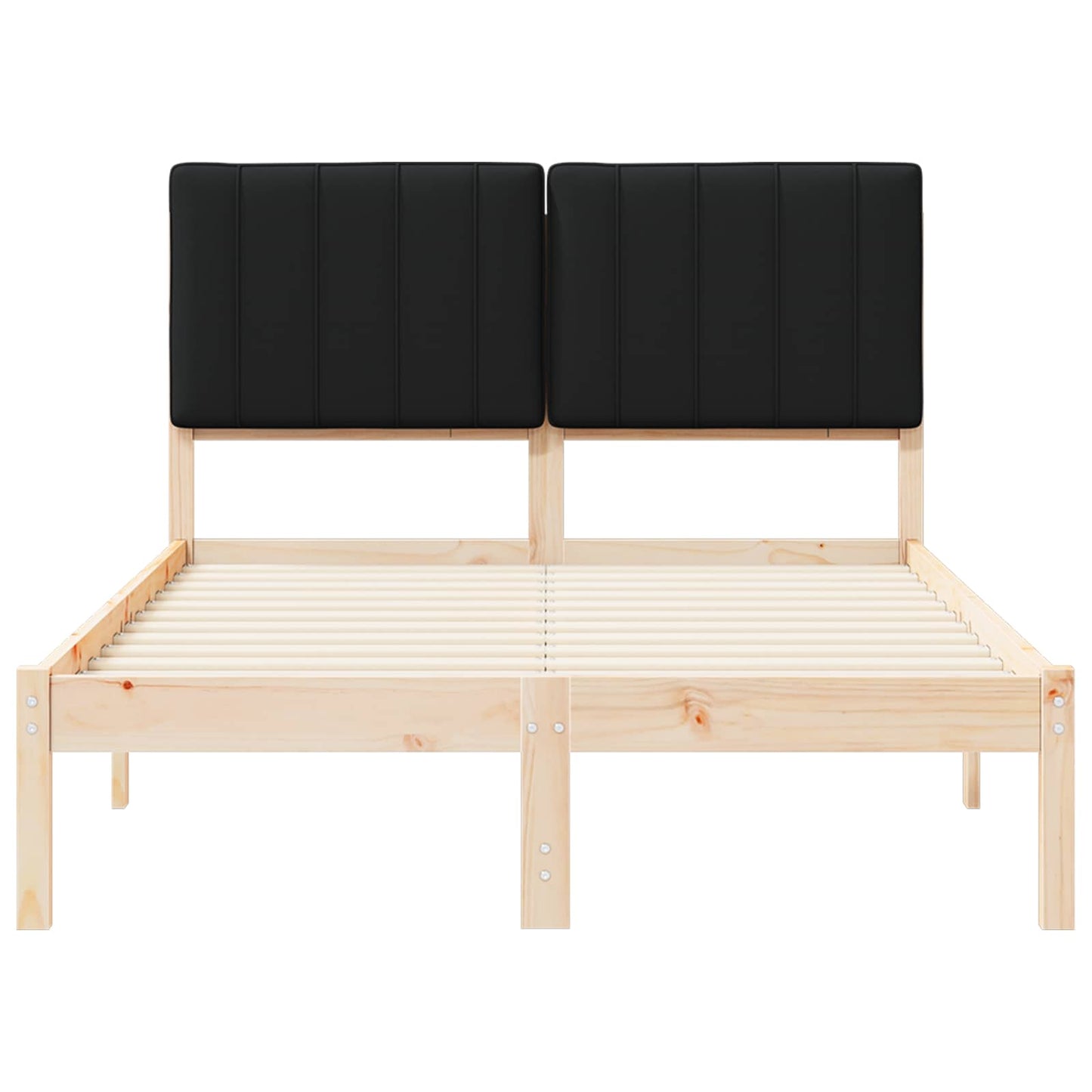 Sengestel med Polstret Hovedgavl Naturlig og sort 120 x 200 cm