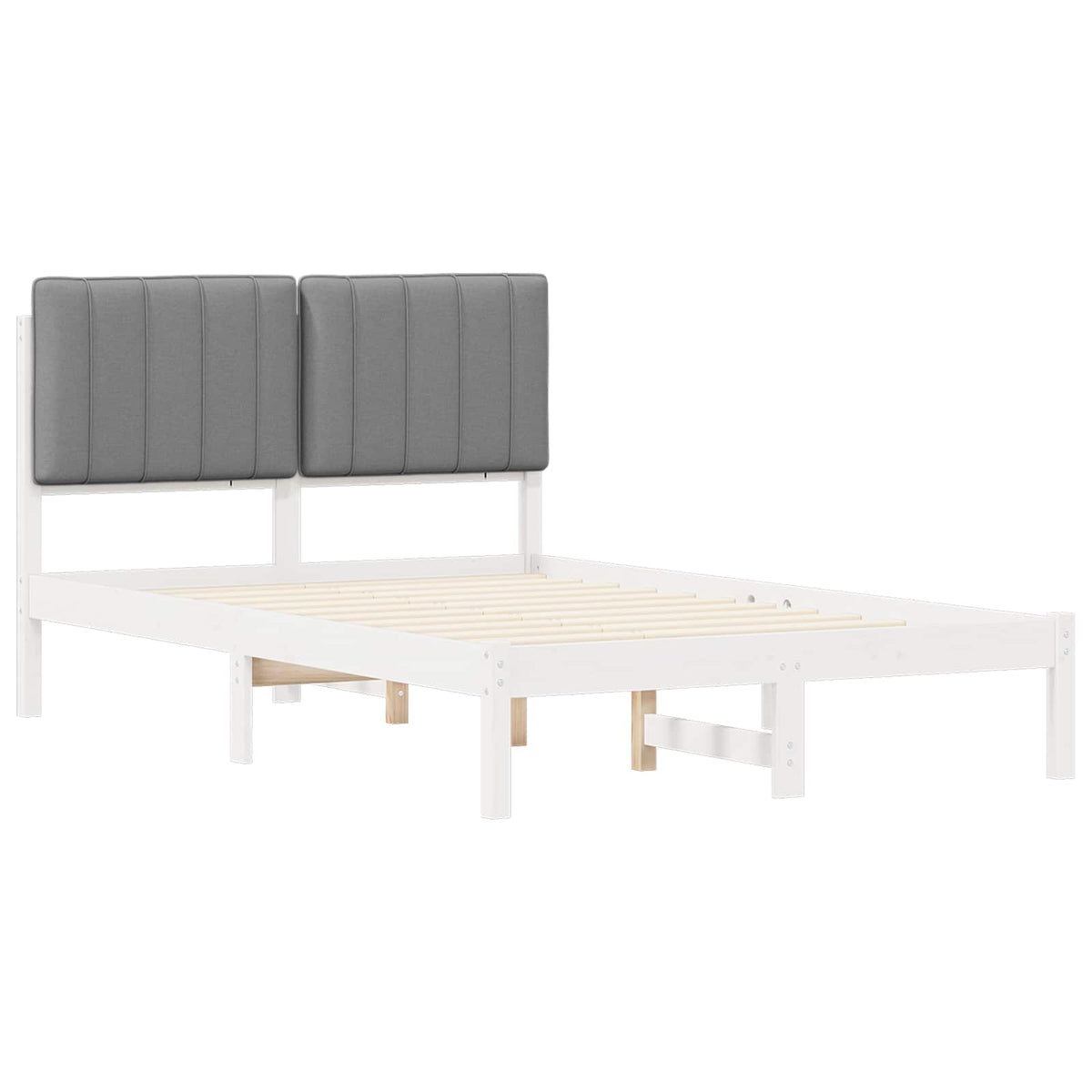 Sengestel med Polstret Hovedgavl Hvid og Lys Grå 120 x 200 cm