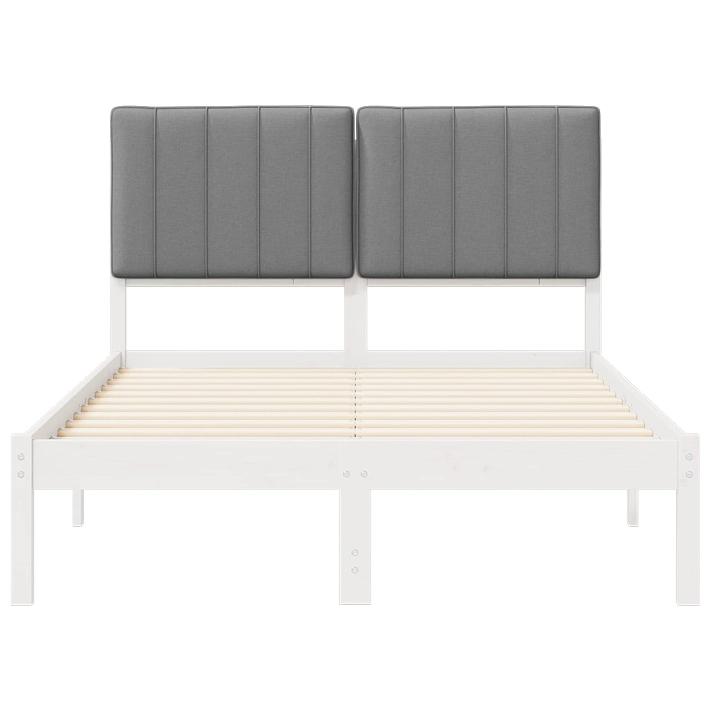 Sengestel med Polstret Hovedgavl Hvid og Lys Grå 120 x 200 cm