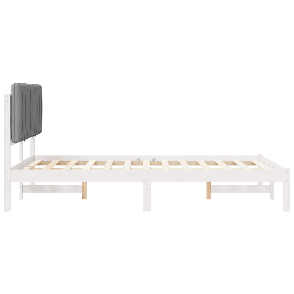 Sengestel med Polstret Hovedgavl Hvid og Lys Grå 120 x 200 cm