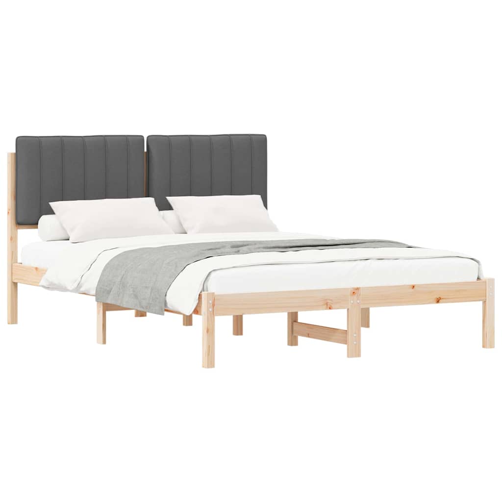 Sengestel med Polstret Hovedgavl Mørkegrå 140 x 190 cm