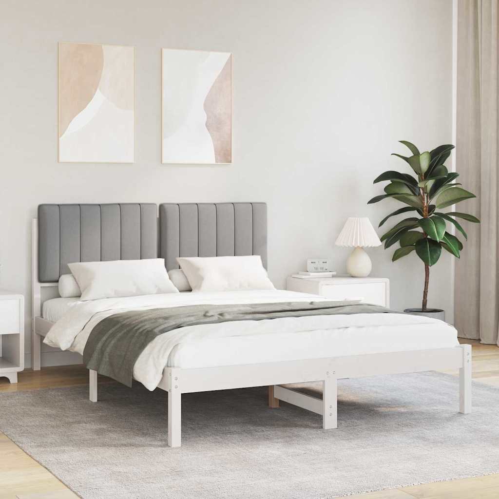 Sengestel med Polstret Hovedgavl Lysegrå 140 x 190 cm