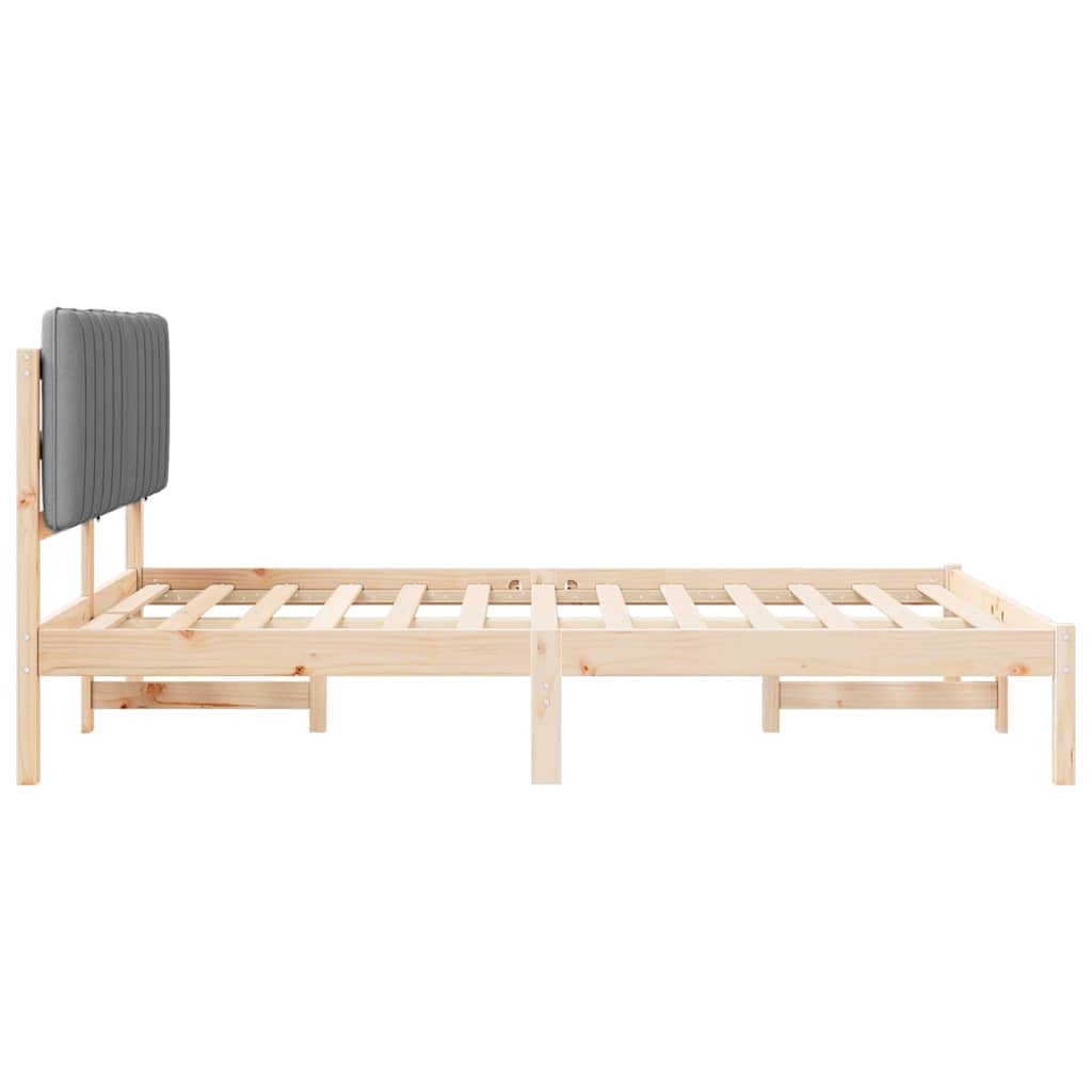 Sengestel med Polstret Hovedgavl Lysegrå 135 x 190 cm