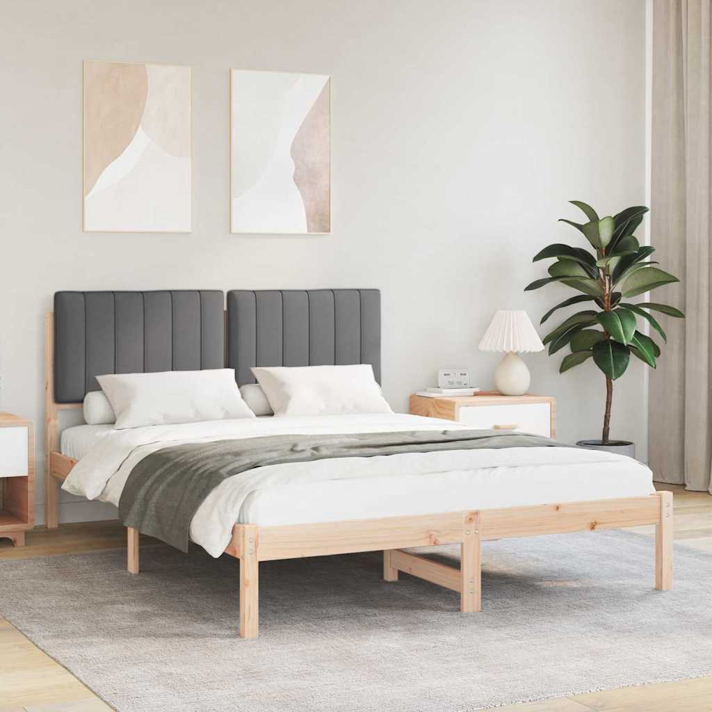Sengestel med Polstret Hovedgavl Mørkegrå 135 x 190 cm