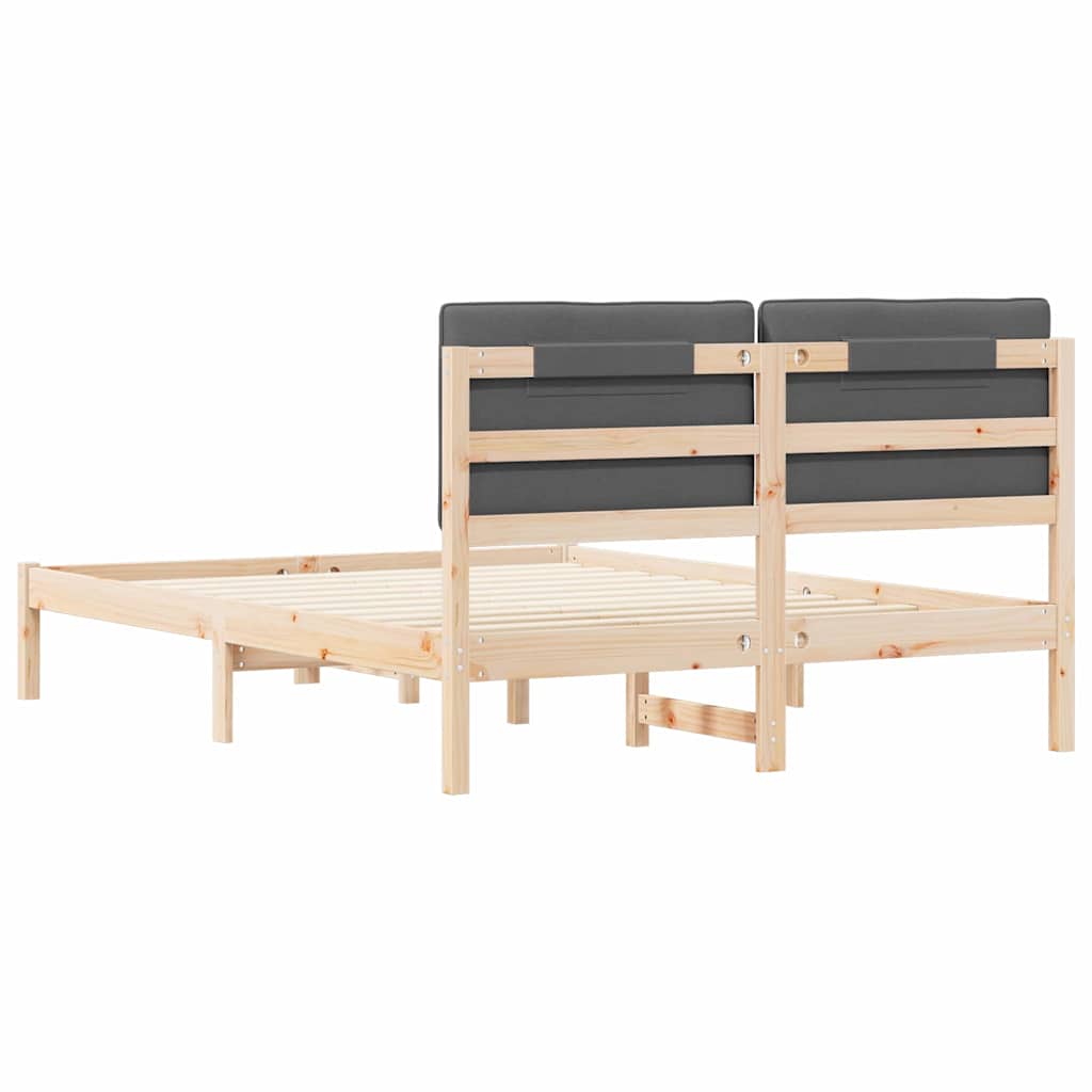 Sengestel med Polstret Hovedgavl Mørkegrå 135 x 190 cm