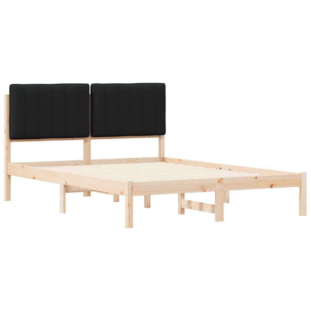 Sengestel med Polstret Hovedgavl Sort 135 x 190 cm