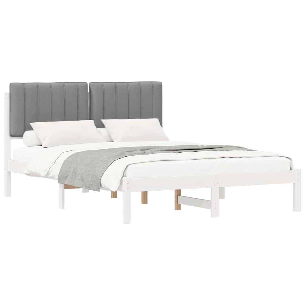 Sengestel med Polstret Hovedgavl Lysegrå 135 x 190 cm