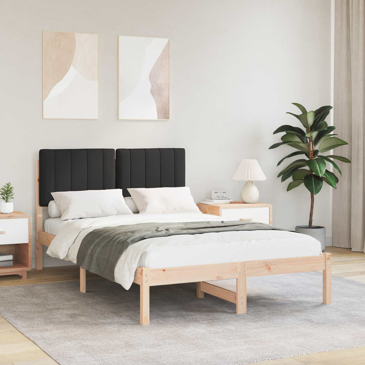 Sengestel med Polstret Hovedgavl Sort 120 x 190 cm