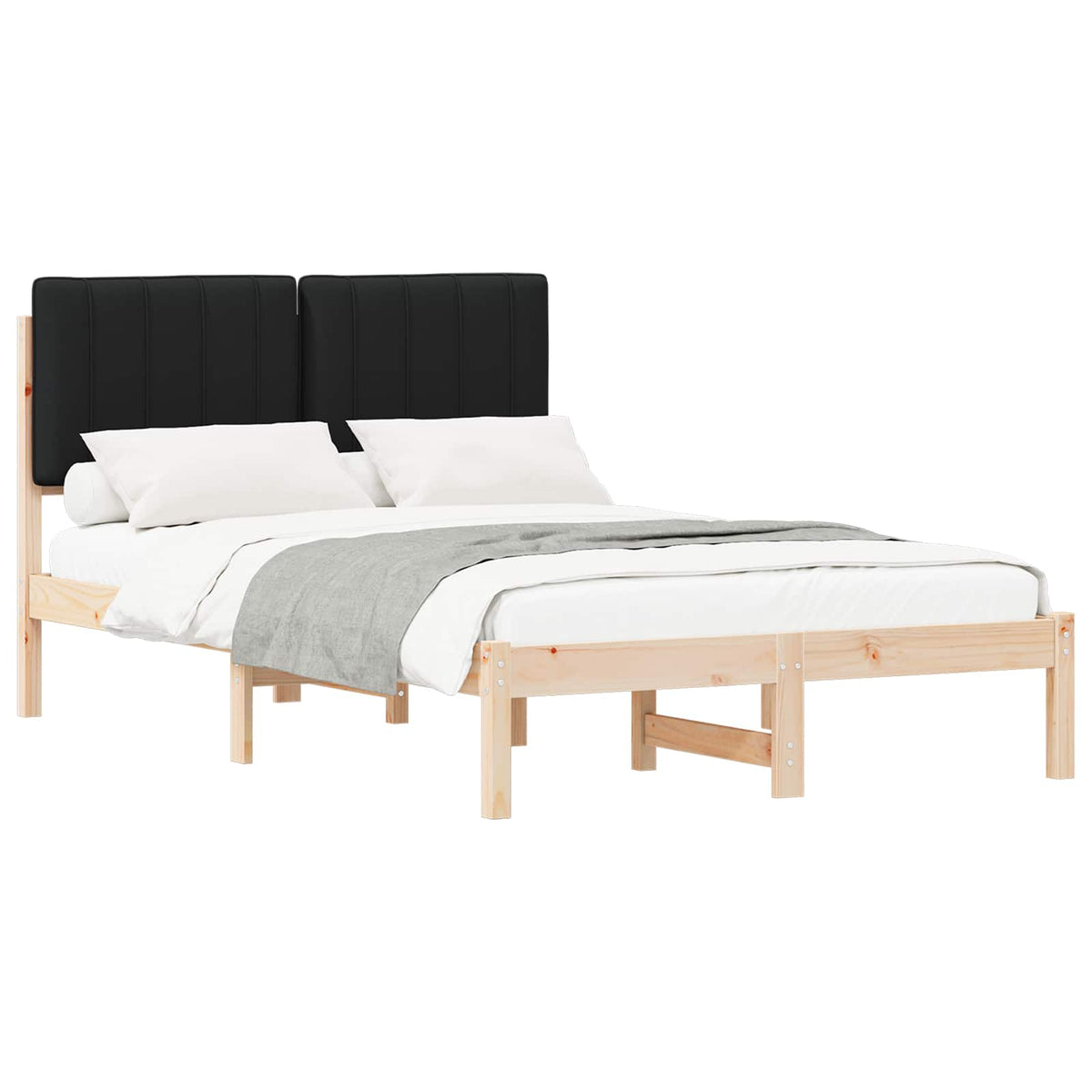 Sengestel med Polstret Hovedgavl Sort 120 x 190 cm