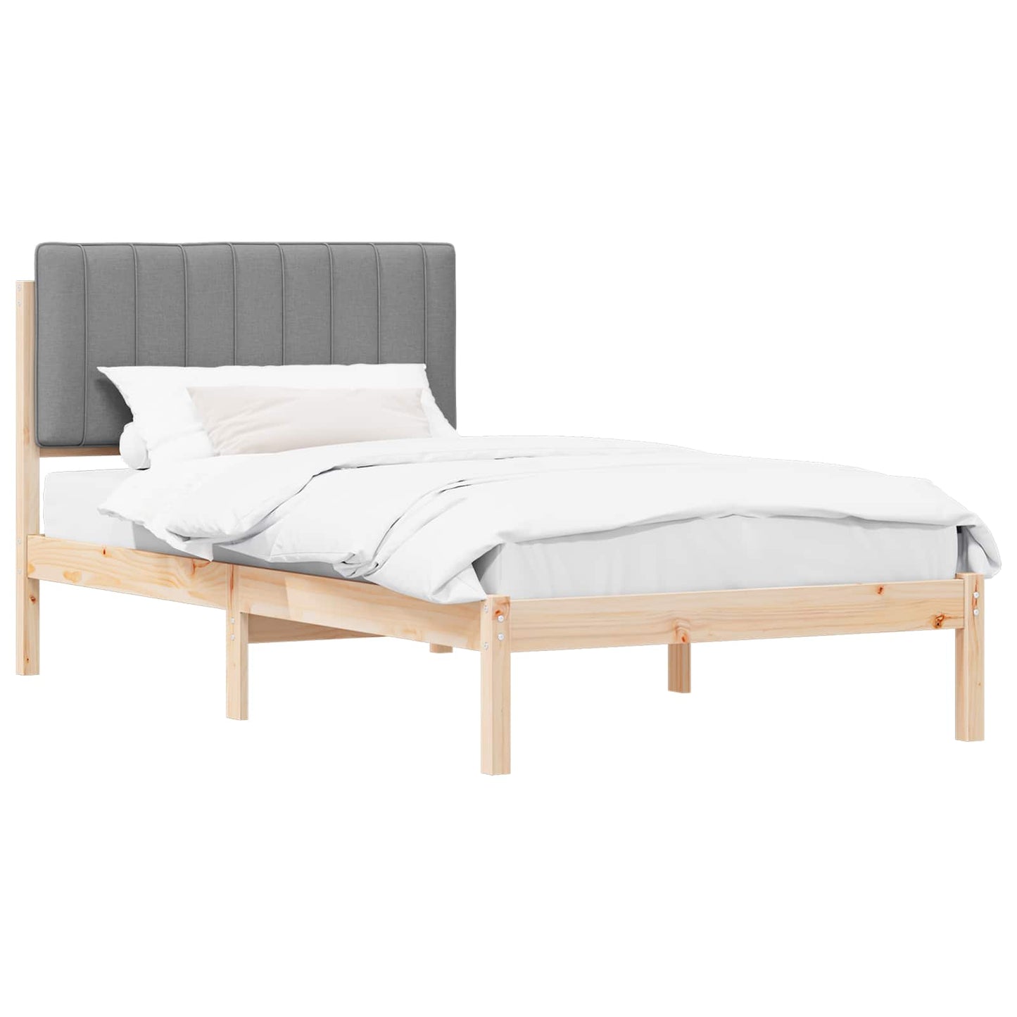 Sengestel med Polstret Hovedgavl Lysegrå 100 x 200 cm
