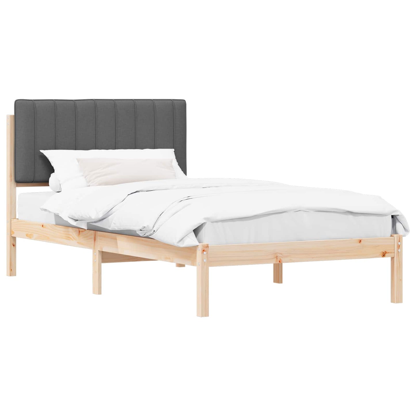 Sengestel med Polstret Hovedgavl Mørkegrå 100 x 200 cm