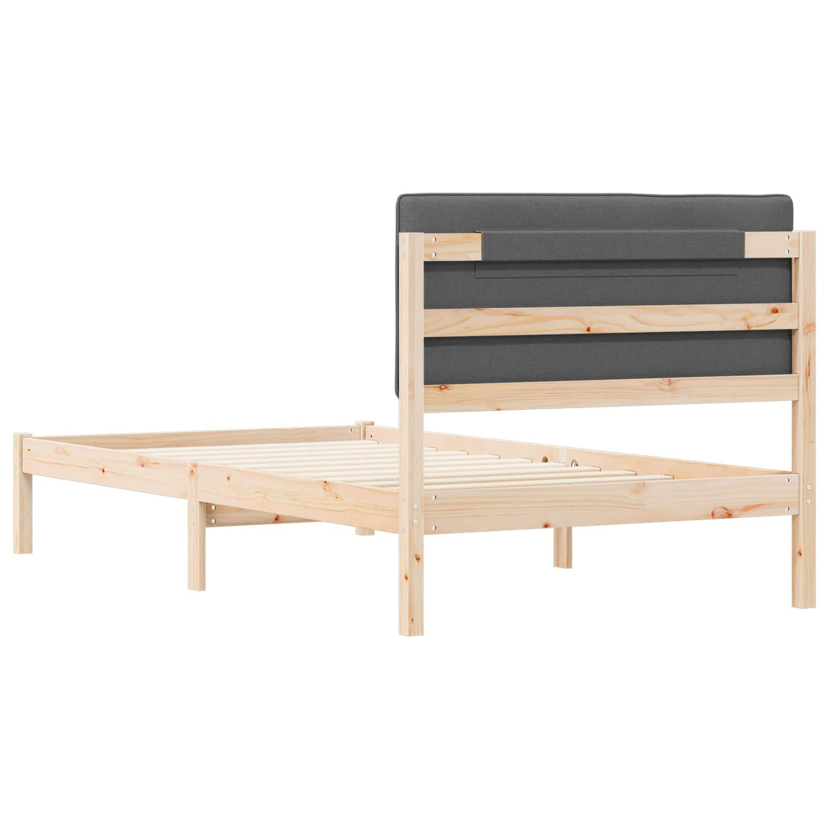 Sengestel med Polstret Hovedgavl Mørkegrå 100 x 200 cm