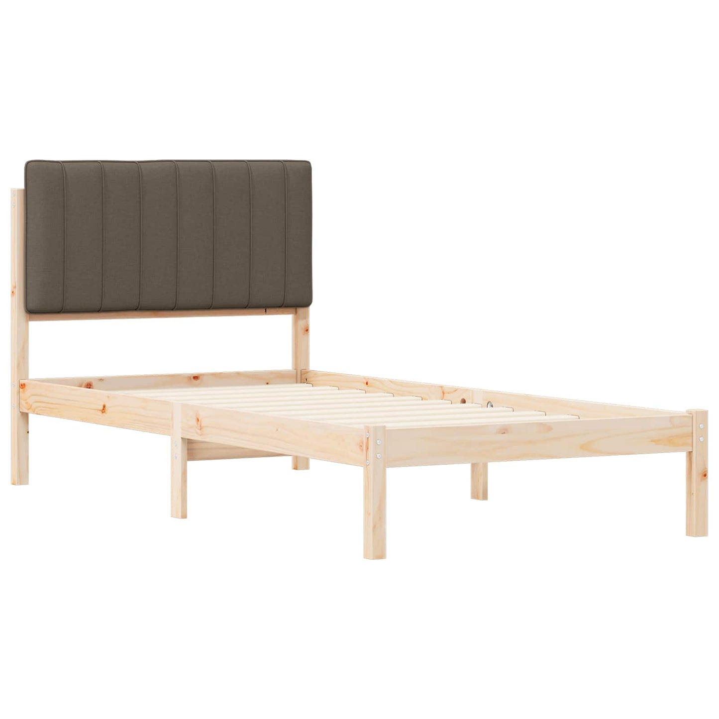 Sengestel med Polstret Hovedgavl Naturlig og Taupe 90 x 200 cm