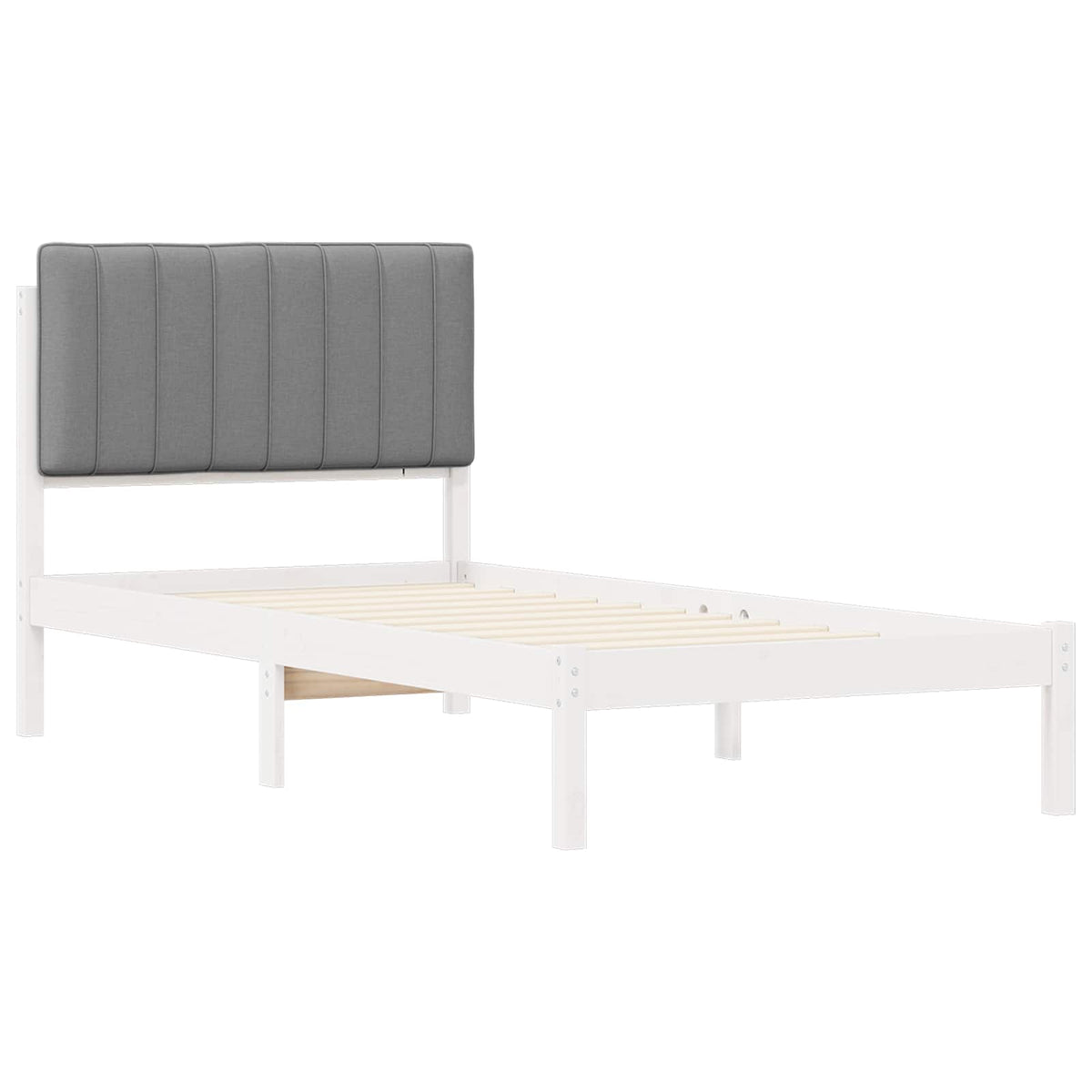 Sengestel med Polstret Hovedgavl Hvid og Lys Grå 90 x 200 cm