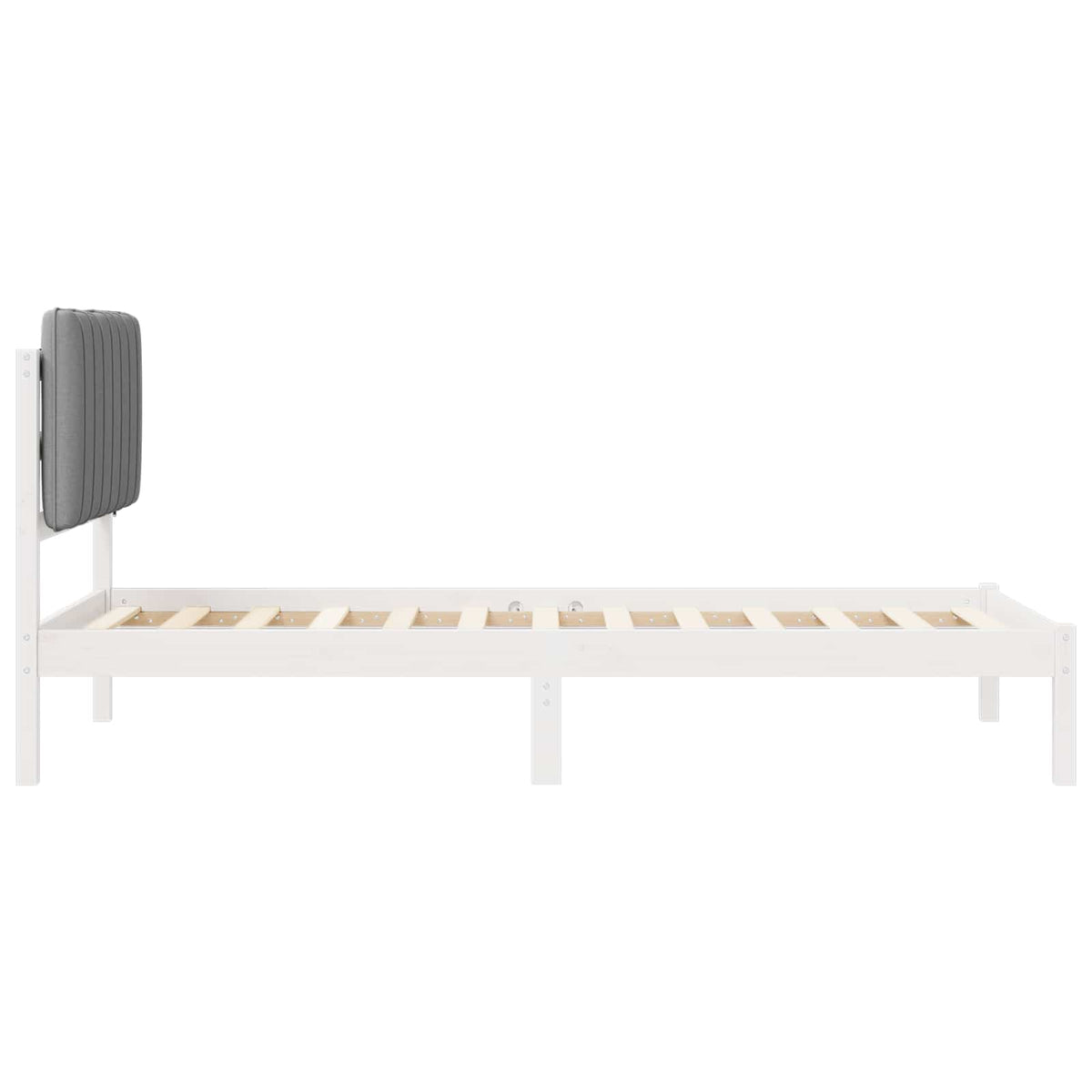 Sengestel med Polstret Hovedgavl Hvid og Lys Grå 90 x 200 cm