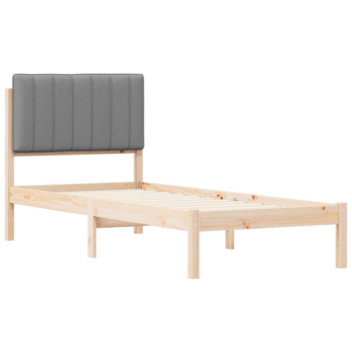 Sengestel med Polstret Hovedgavl Lysegrå 80 x 200 cm