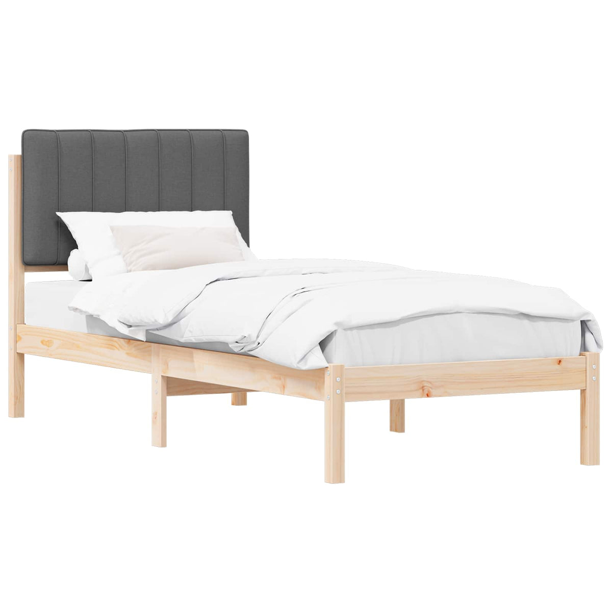 Sengestel med Polstret Hovedgavl Mørkegrå 80 x 200 cm
