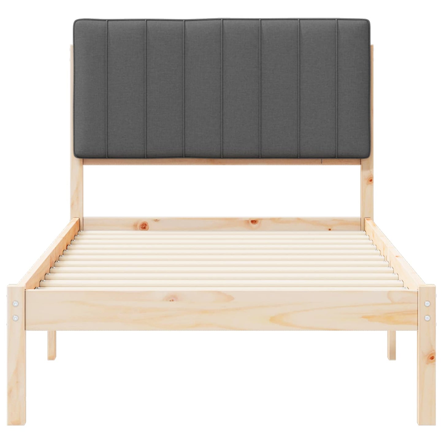 Sengestel med Polstret Hovedgavl Mørkegrå 90 x 190 cm