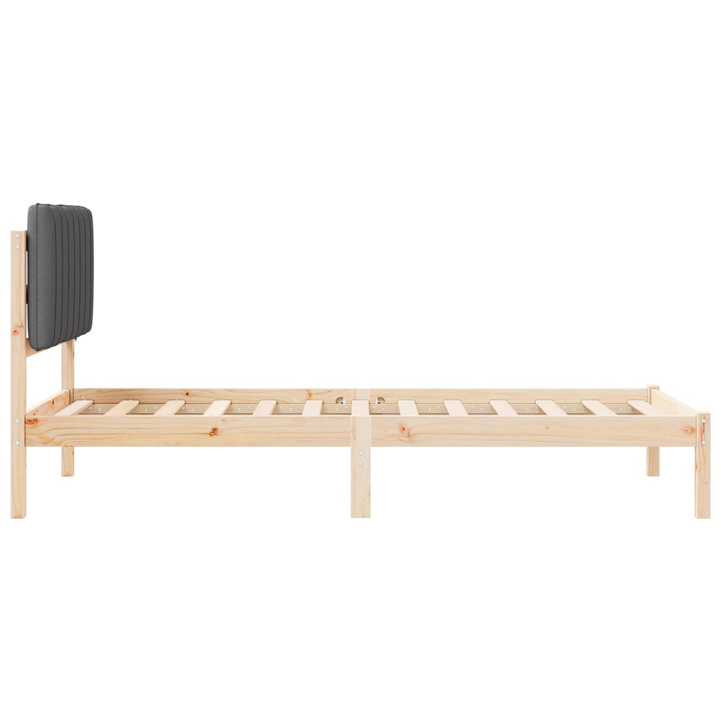 Sengestel med Polstret Hovedgavl Mørkegrå 90 x 190 cm