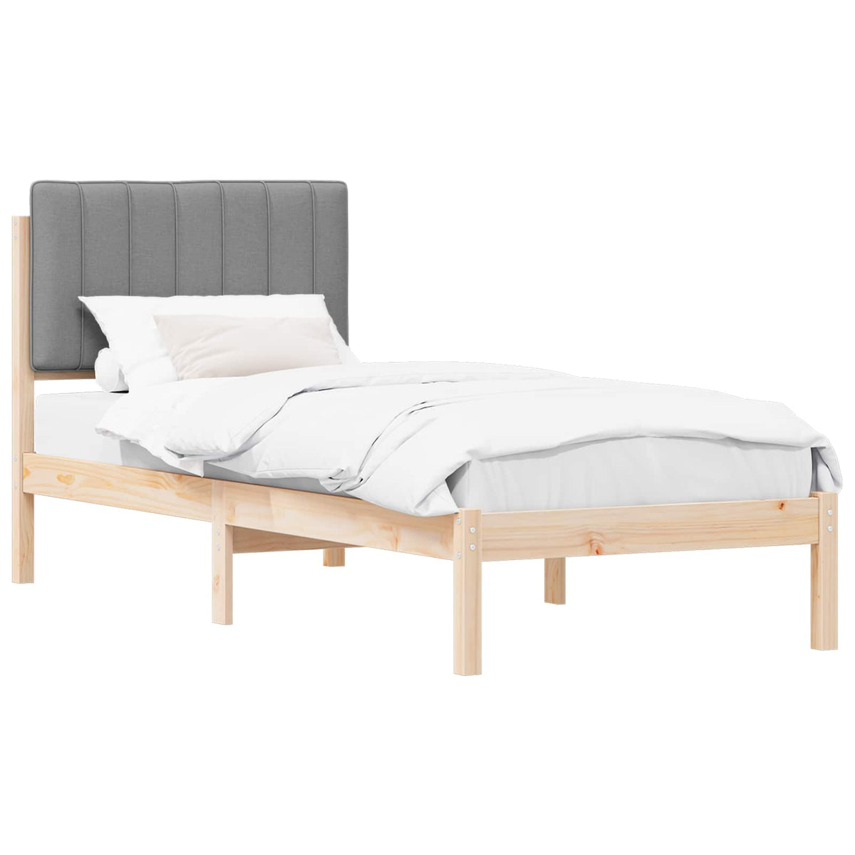 Sengestel med Polstret Hovedgavl Lysegrå 75 x 190 cm