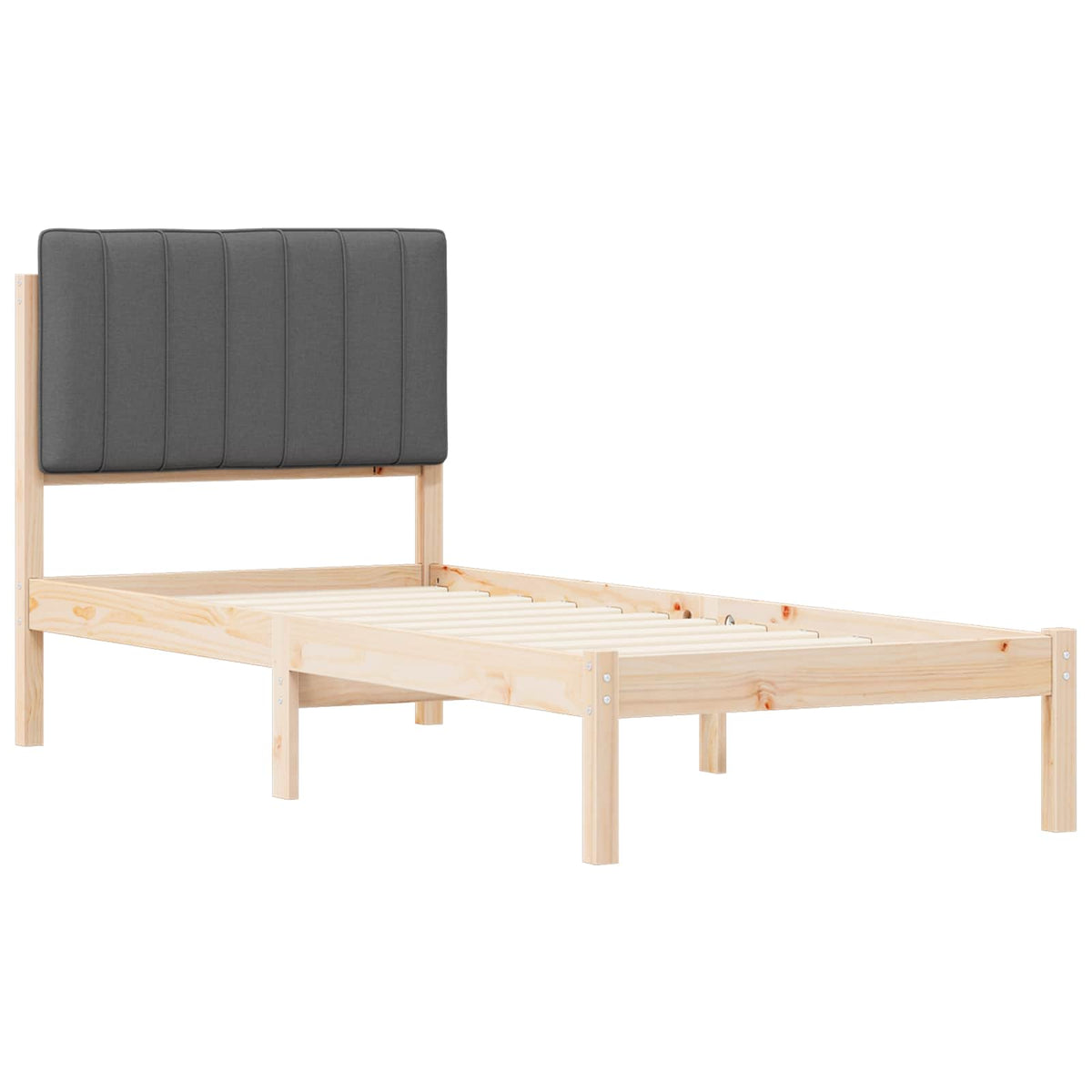 Sengestel med Polstret Hovedgavl Mørkegrå 75 x 190 cm