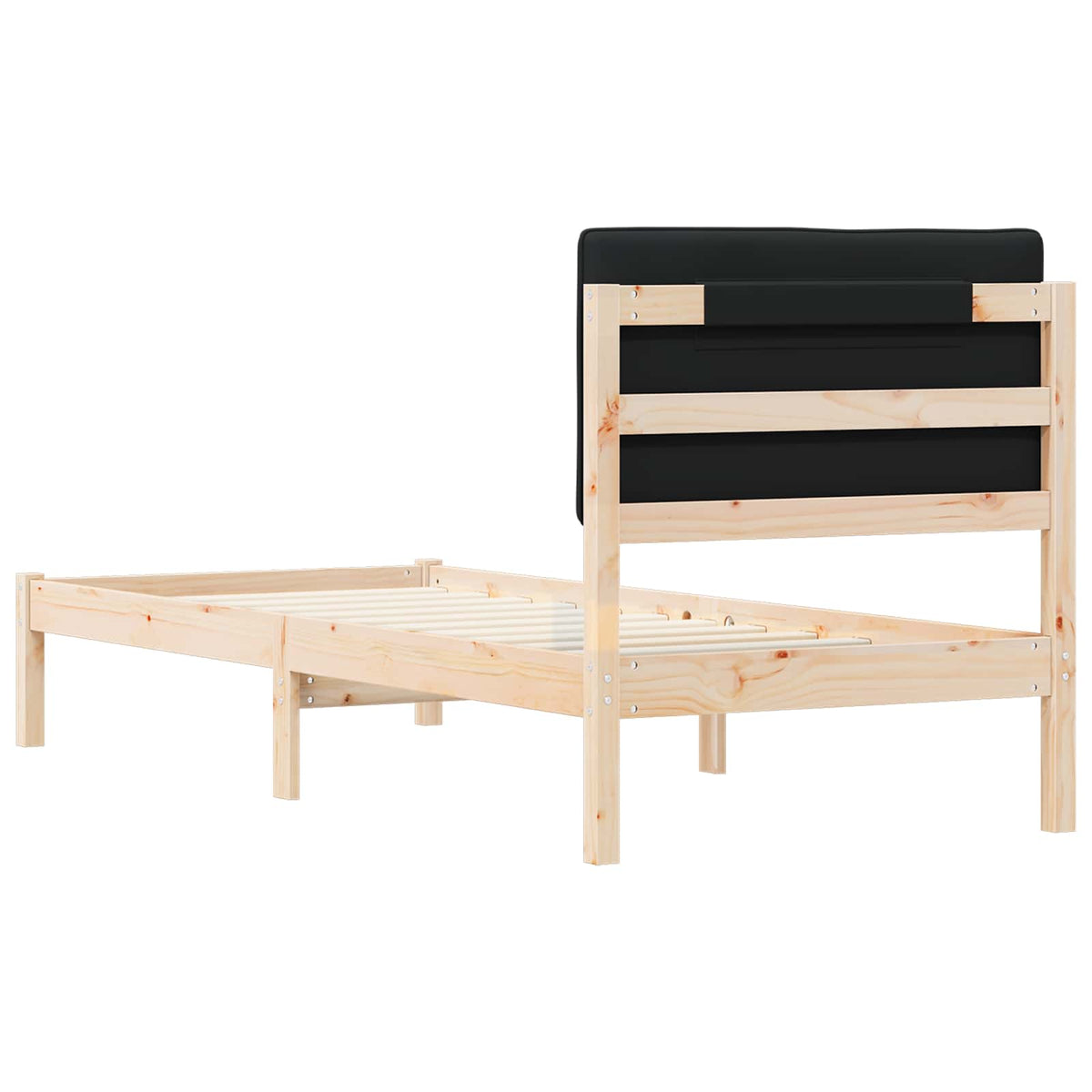 Sengestel med Polstret Hovedgavl Sort 75 x 190 cm
