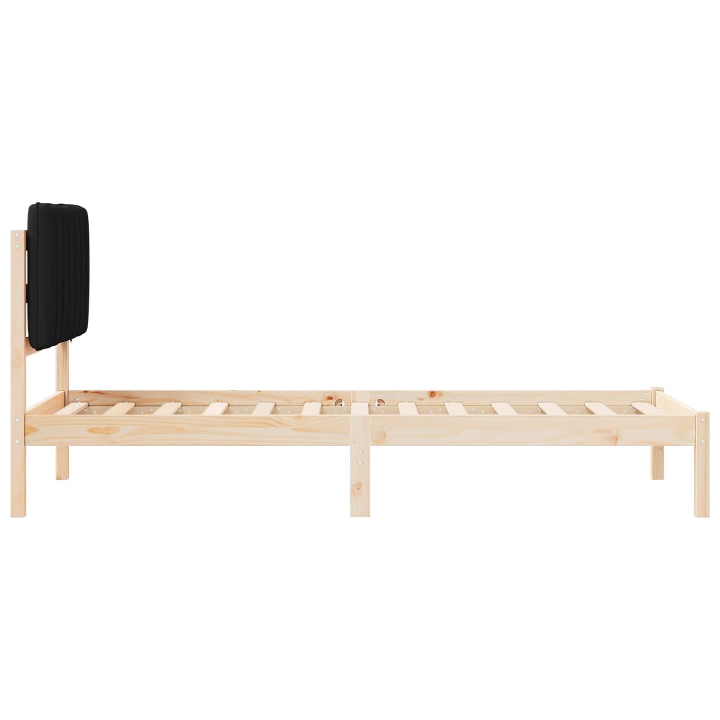 Sengestel med Polstret Hovedgavl Sort 75 x 190 cm
