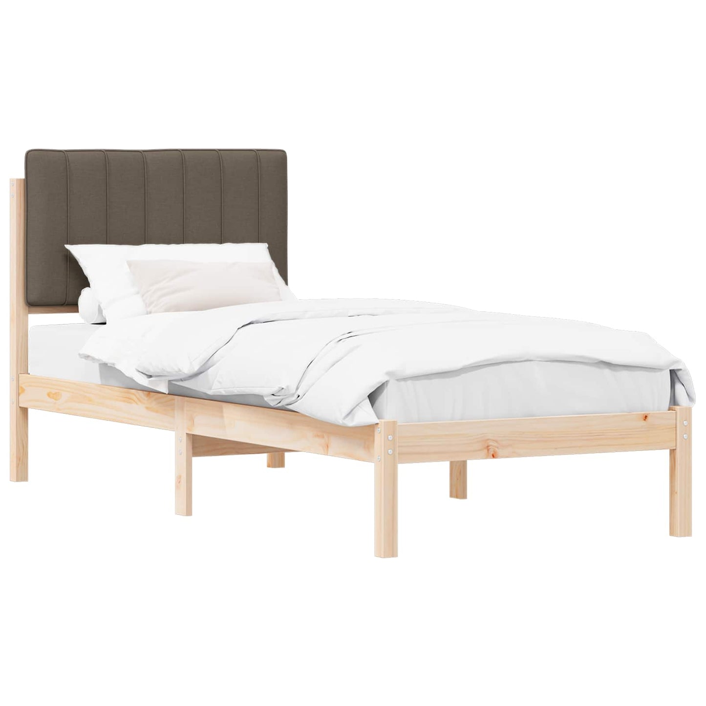 Sengestel med Polstret Hovedgavl Gråbrun 75 x 190 cm