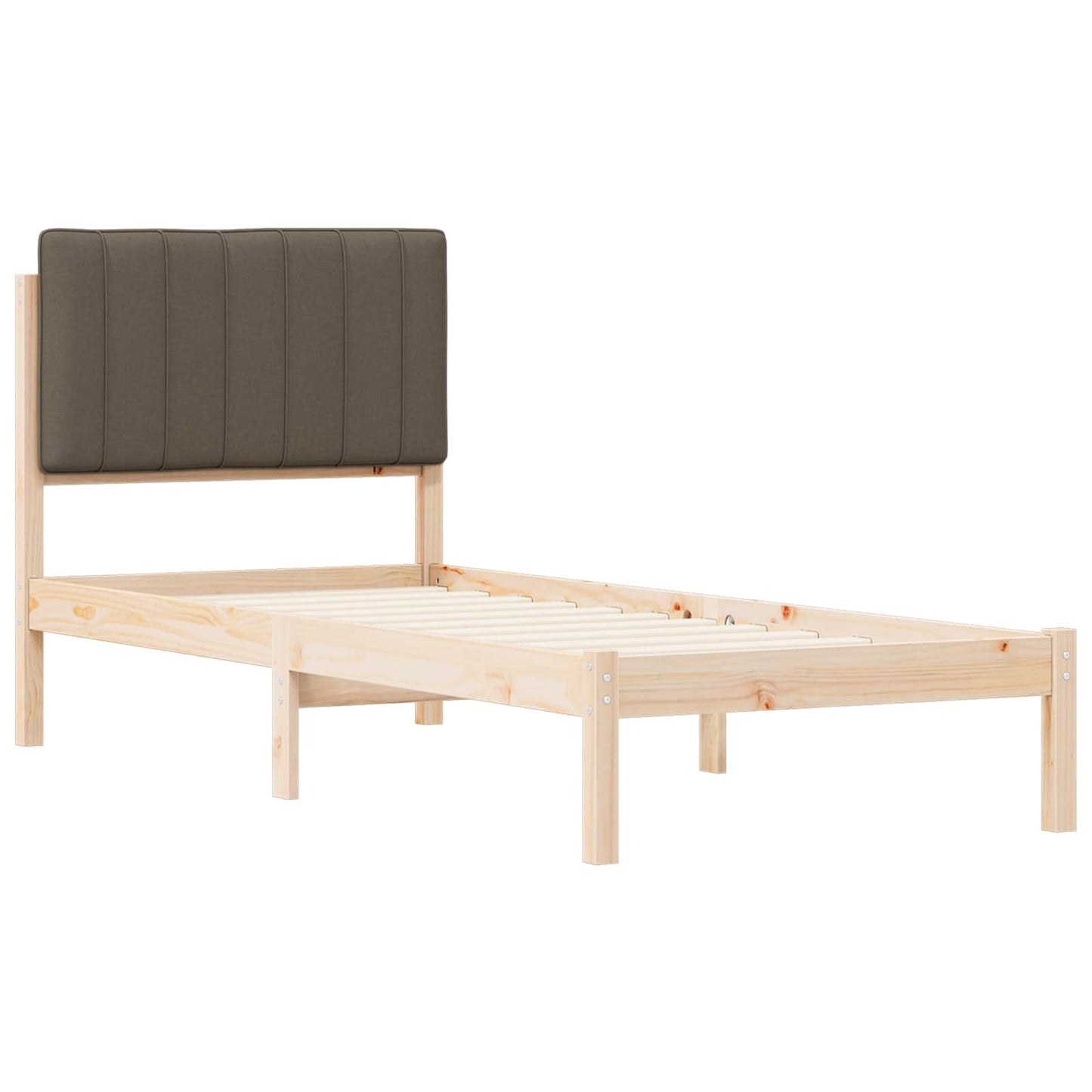 Sengestel med Polstret Hovedgavl Gråbrun 75 x 190 cm