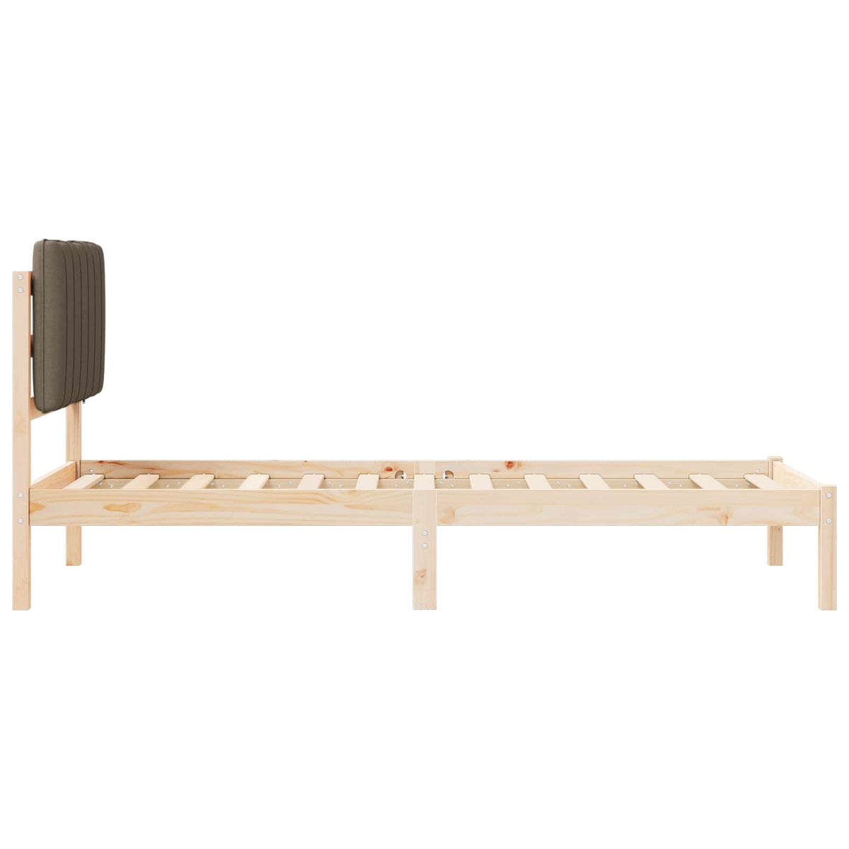 Sengestel med Polstret Hovedgavl Gråbrun 75 x 190 cm