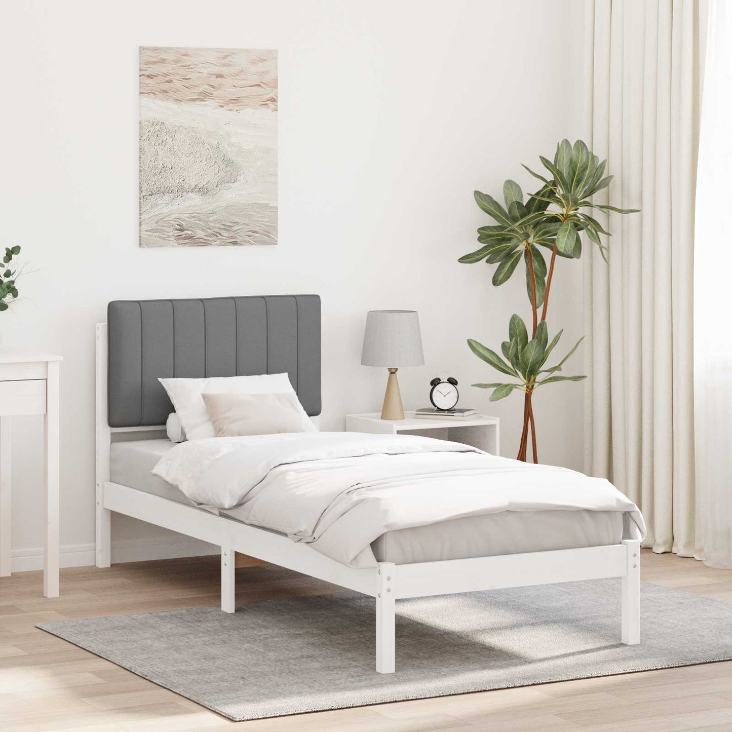 Sengestel med Polstret Hovedgavl Lysegrå 75 x 190 cm