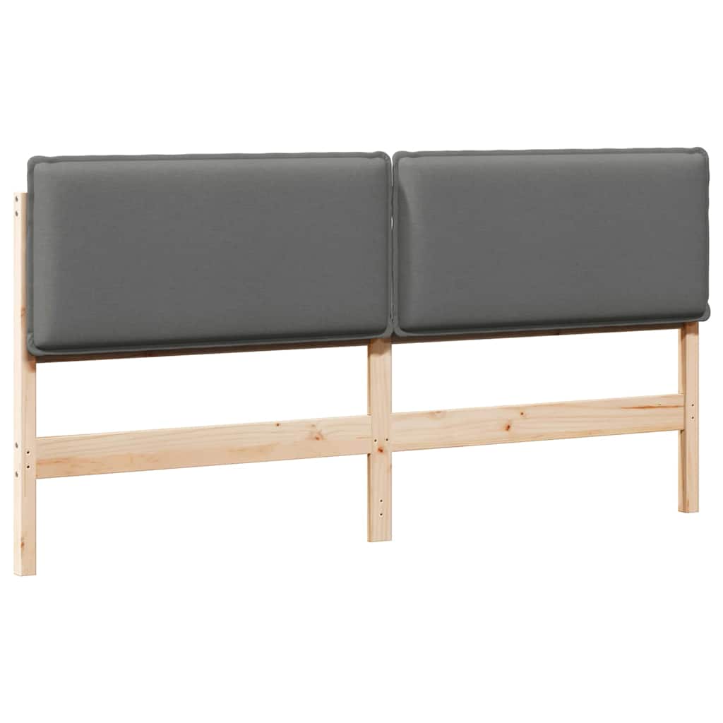 Polstret sengegavl Naturlig og Lys Grå Massiv fyrretræ