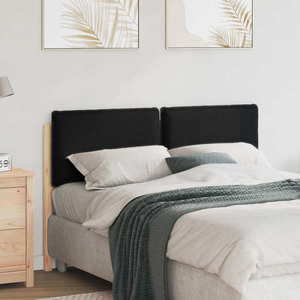 Polstret sengegavl Naturlig og sort 150 cm Massiv fyrretræ