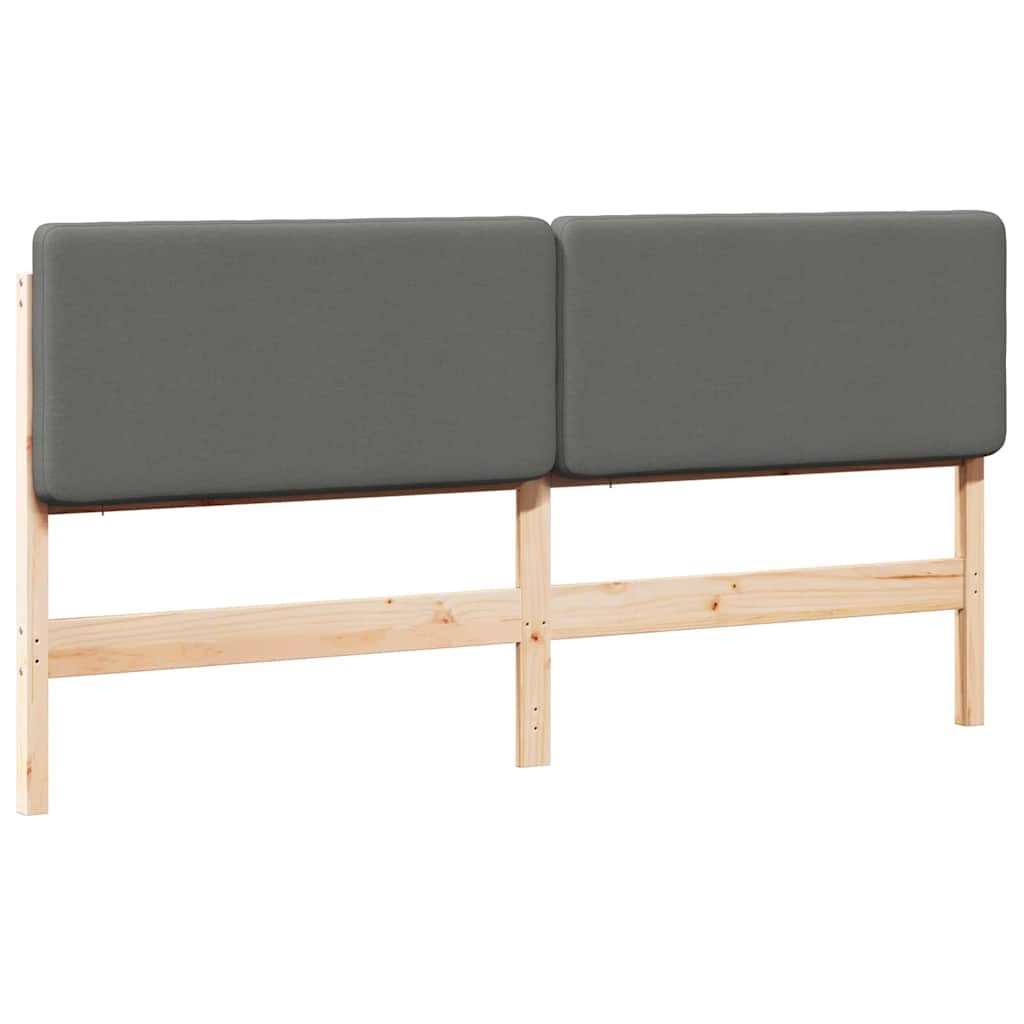 Polstret sengegavl Brun og Lys Grå 200 cm Massiv fyrretræ