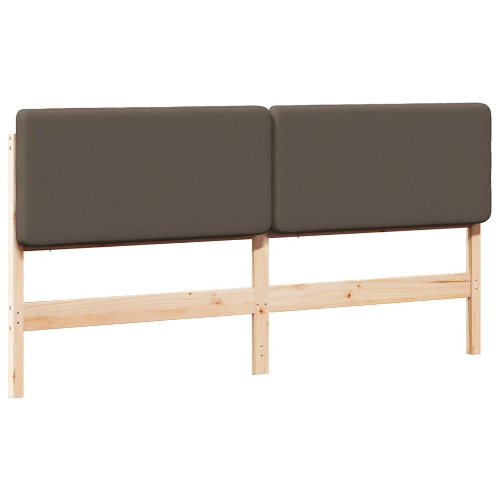 Polstret sengegavl Brun og Taupe 200 cm Massiv fyrretræ