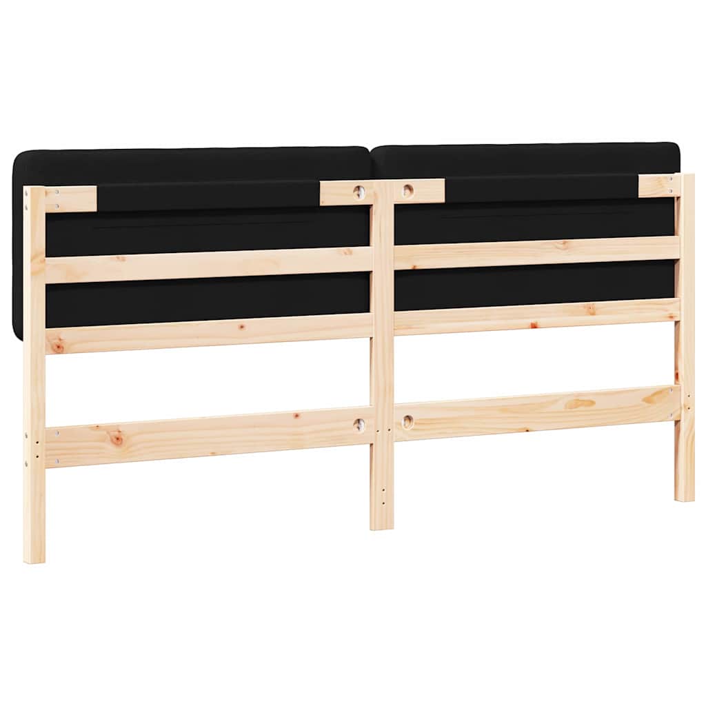 Polstret sengegavl Brun og sort 180 cm Massiv fyrretræ