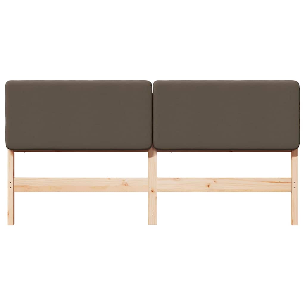 Polstret sengegavl Brun og Taupe 180 cm Massiv fyrretræ